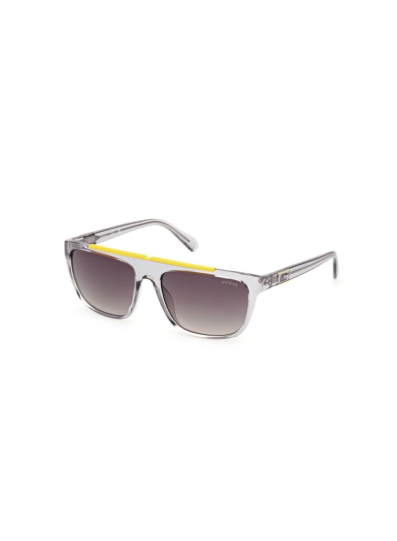 GUESS Men's UV Protection Rectangular Shape Sunglasses - GU0012220B57 - Lens Size: 57 Mm - Shiny Grey - Image 1